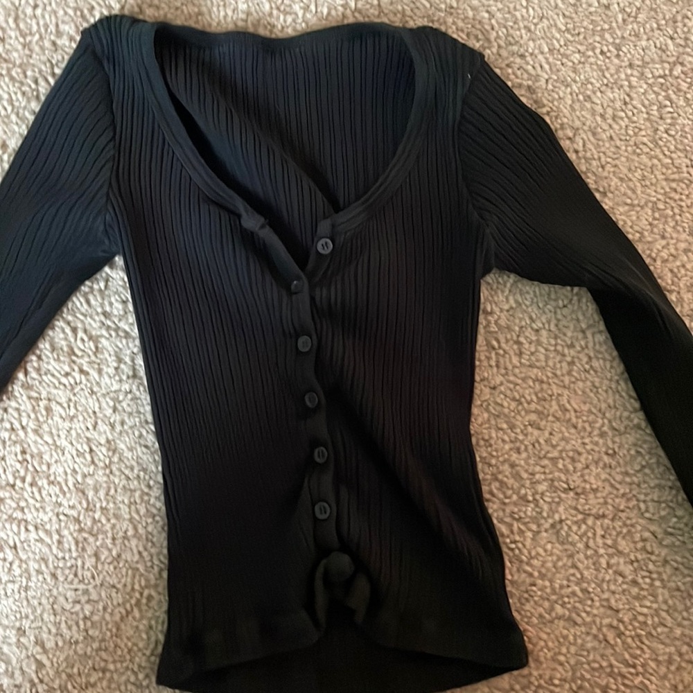 Black button up, fitted, brandy melville